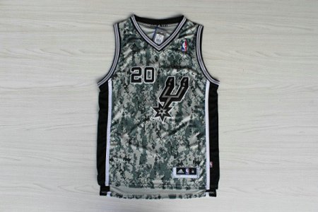 Maillot De Basket San Antonio Spurs Manu Ginobili 20 Tissus Sportif Fans Edition Camouflage